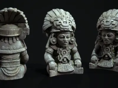 Statue Aztec Cocojo God Low-poly 3D model