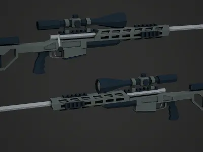 Stylized Orsis T-5000 Sniper Low Poly Mobile Ready Low-poly 3D model