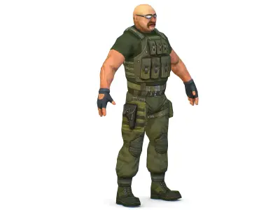 Military Soldier in Tactical Gear Combat Boots and Pistol Low-poly 3D model