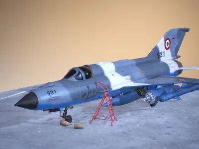 MiG 21 - Rigged and Animated - with Interior - M3 Low-poly 3D model