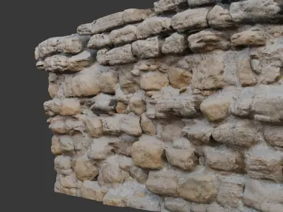 Weathered Stone Wall Scan Low-poly 3D model