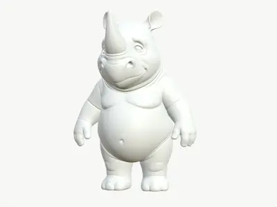 High-Quality Stylized Cartoon Rhinoceros 3D model