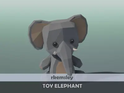 Toy Elephant Low-poly 3D model