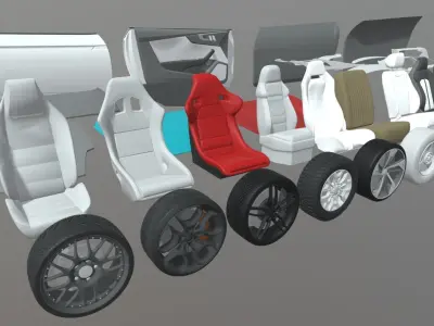 Car Parts Pack Low-poly 3D model