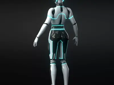 Sci-Fi Female Robot Character  Low Poly Rigged Game Read Low-poly 3D model
