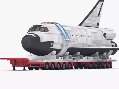 Lowboy Trailer with Space Shuttle 3D model