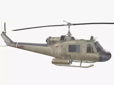 Bell UH-1C US Army 2 Basic Animation Low-poly 3D model
