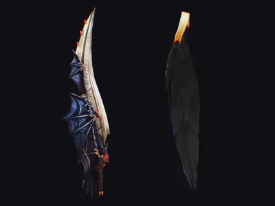 Sword and Light Shield Armor Dagger Dark Edged Cutting Magic Low-poly 3D model