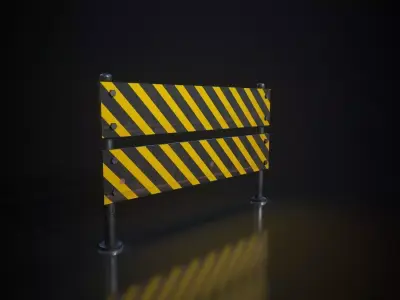 Free Road Barrier Variation 3 Low Poly PBR Game-Ready Asset Free low-poly 3D model