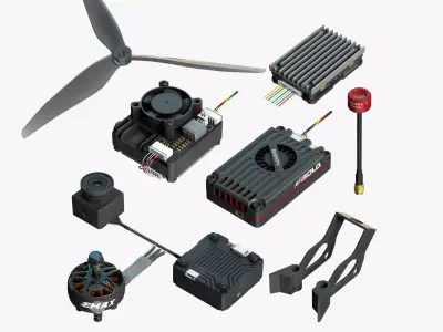 FPV Drone Parts Set Vol 2 Low-poly 3D model