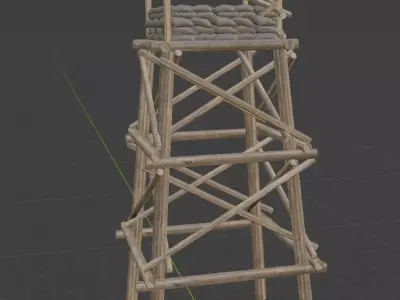 village tower Low-poly 3D model