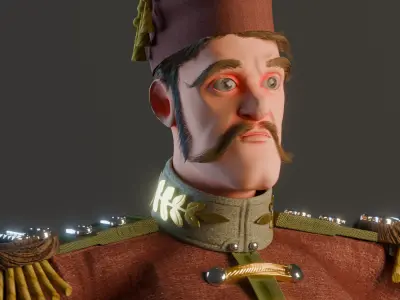 Marshal Vezdan Stylized Military Officer Character Low-poly 3D model