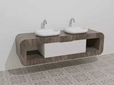 Furniture - Cabinets Bathroom white Free 3D model