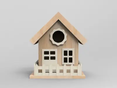 Wooden Bird House Free low-poly 3D model