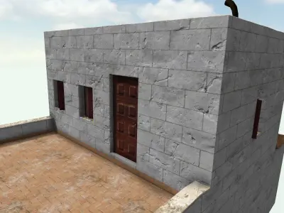 Old High-Quality 3D Colonial House Low-poly 3D model