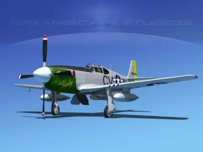 North American P-51B Mustang V04 3D model