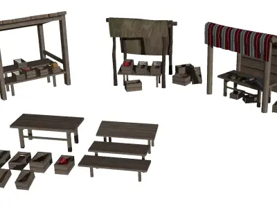 Medieval marketplace 3D model