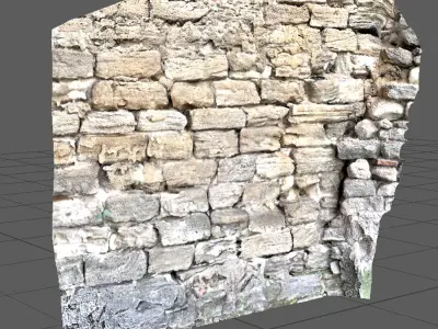 Ancient broken wall of castle 3D model