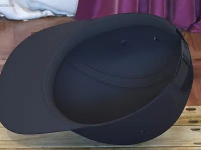 Strapback 5 Panel Cap Black 3D model