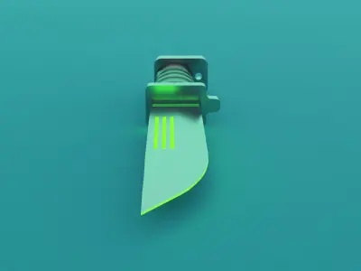 SCI-FI knife 3D model green Low-poly 3D model