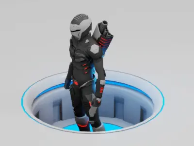 sci-fi trooper rigged - animated character 3D model