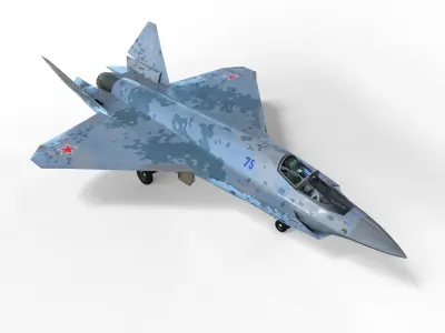Sukhoi checkmate T-75 LTS Low-poly 3D model
