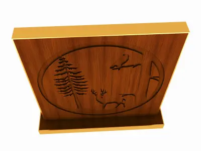 Deer Tree And Bird Silhouette Low-poly 3D model