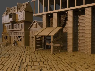 Medieval Dark Town 3D model