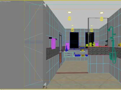 bathroom 4 with tiled walls and floor 3D model