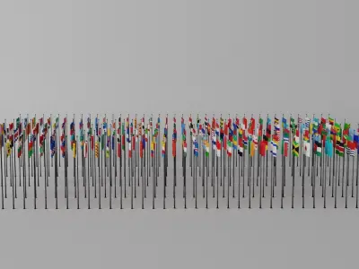 All World Countries Flags Low-poly 3D model