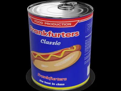 Deli sausages Frankfurters Low-poly 3D model