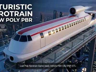 2 Low Poly Trains Game ready Vehicle FBX OBJ STL 3D Model Pack