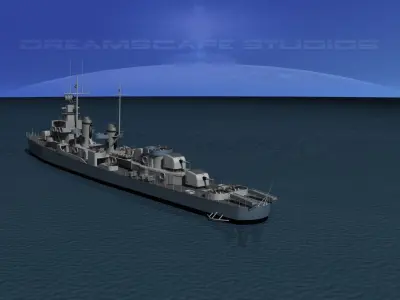 Fletcher Class Destroyer DD-498 USS Philip 3D model