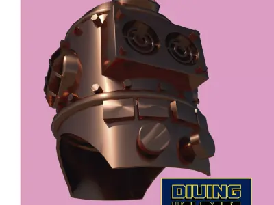 Antique diving helmet-3 Low-poly 3D model