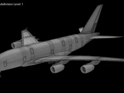 Jet Airliner Airbus A380 Lufthansa Low-poly 3D model