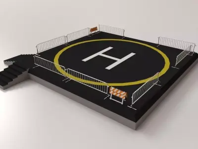 Helipad parking lot with letter h 3D model