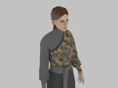 woman in asian clothes Low-poly 3D model