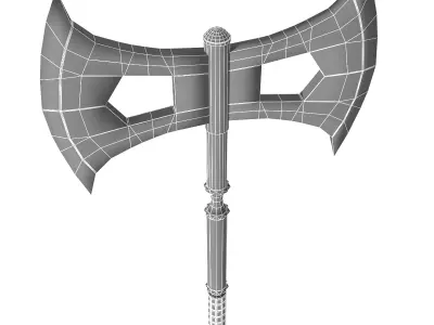Fantasy double edged war axe Free low-poly 3D model