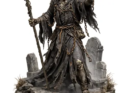 Zombie Necromancer of the Forgotten Grave STL Miniature 3D print model