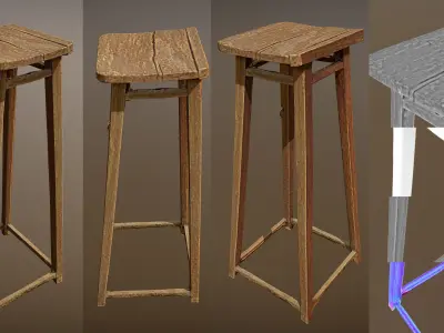 Set of old vintage furniture 3D Model Collection