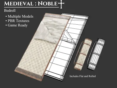 Medieval Noble Accessory Bedroll Low-poly 3D model