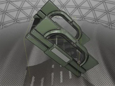 Sci-Fi Stairs - 3 - Green Version Low-poly 3D model