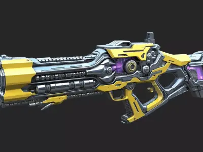 Futuristic yellow high energy rifle High Poly Resolution  3D model