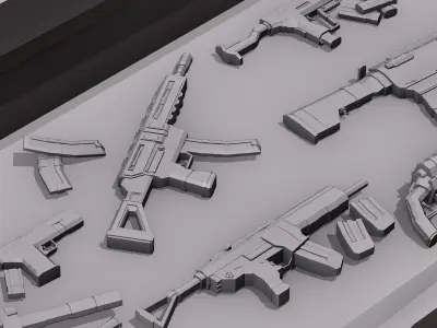 Low Poly Si-fi Guns Low-poly 3D model