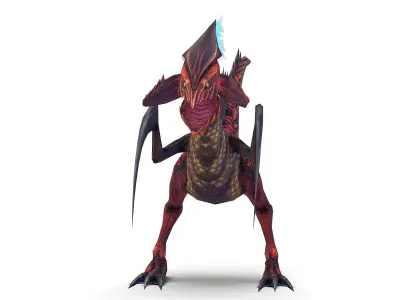 ow Poly Monster Red Alien Dino Low-poly 3D model