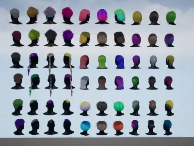 Pack real time hairstyles part 2 Low-poly 3D model
