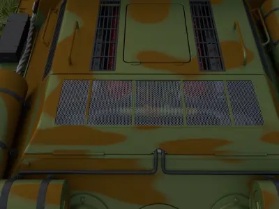 SU 100 Interior Engine Bay Full Camo HDRI 3D model