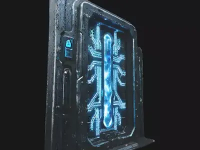 Sci-Fi Futuristic Door with Energy Core Low-poly 3D model