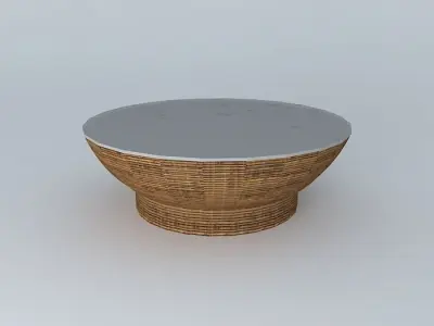 mesa de centro rattan e vidro coffee table rattan and glass Free 3D model