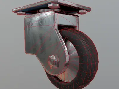 Castor metal caster Low-poly 3D model